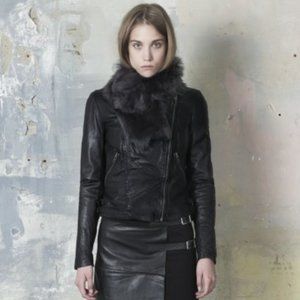 NWT Muubaa Delphi Leather & Shearling Detachable Shawl Jacket, Retail $950